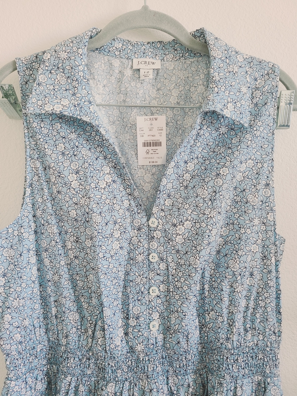 J. Crew Factory Light Blue Floral Midi Shirt Dress - Picture 4 of 9